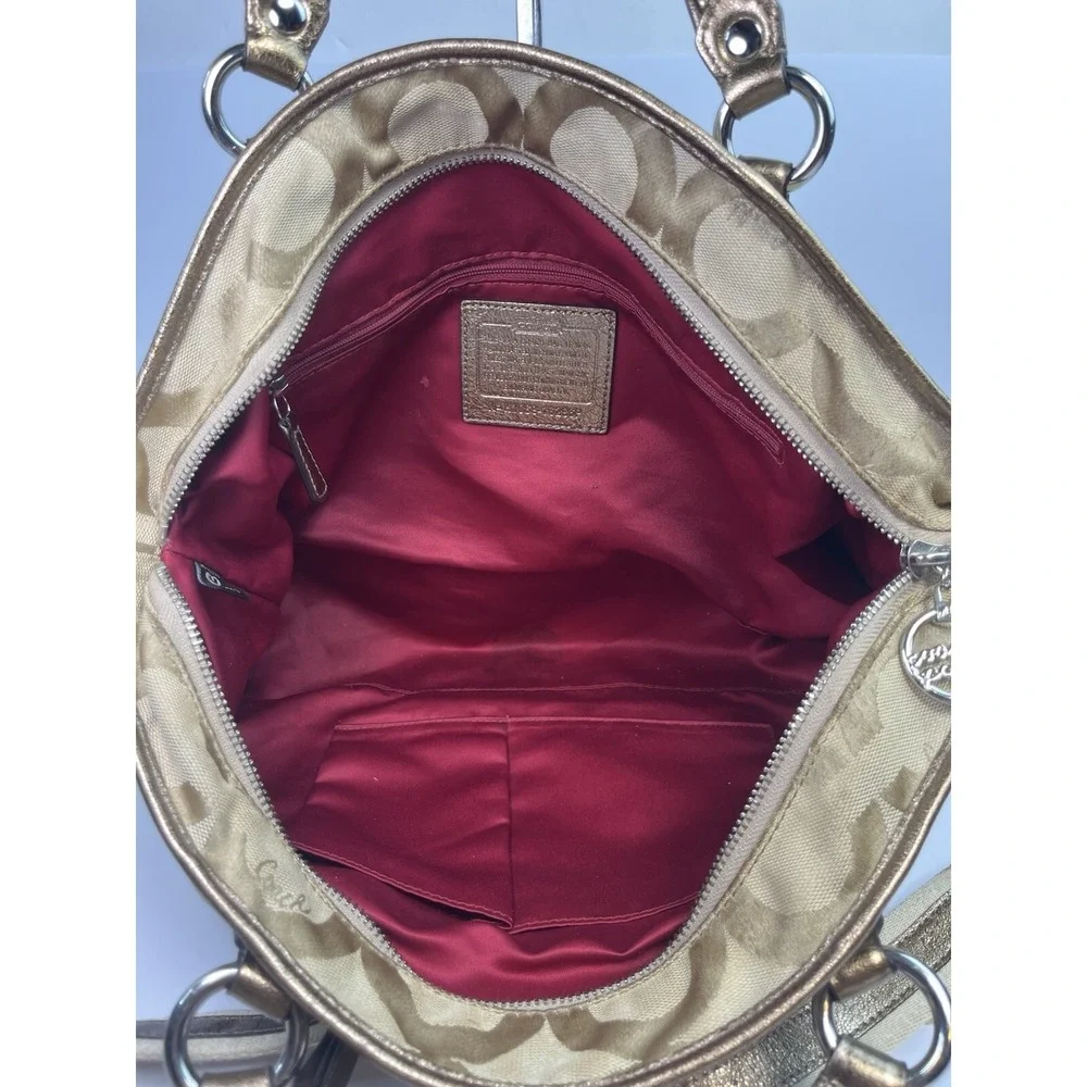 Coach Poppy Champagne Rocker Gold Tote Bag Shoulder Bag Crossbody 16296P